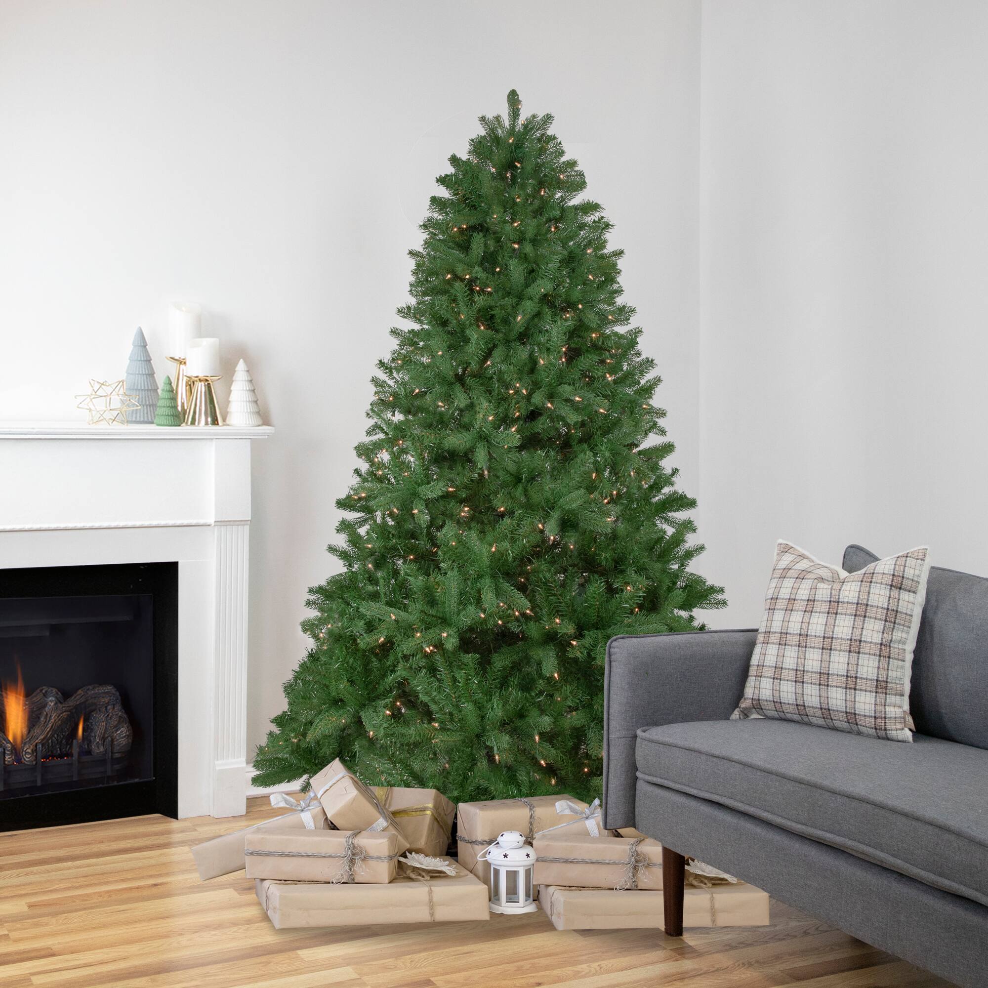 6.5ft. Pre-Lit Full Sierra Noble Fir Artificial Christmas Tree, Clear Lights